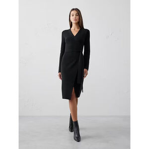 Women's Banana Republic Black Long Sleeve Wrap Dress L
